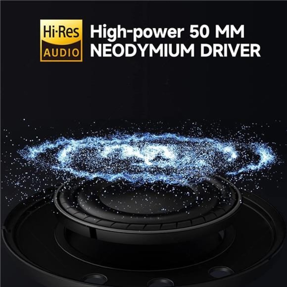 Over Ear Headphone, Wired Bass Headsets with 50mm Driver, Foldable Lightweight - Picture 5 of 6